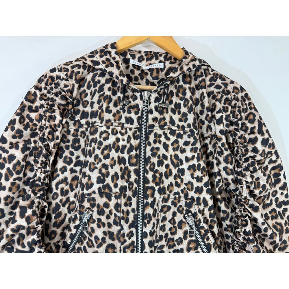 Veronica Beard Sibila Leopard Print Anorak Jacket Brown Multi Size S Hooded - Picture 7 of 15